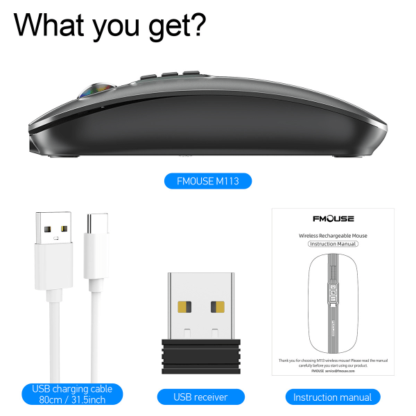 10M Bluetooth Dual Mode 2.4G/BT5.1 Trådløs Lydløs Mus (Grå)