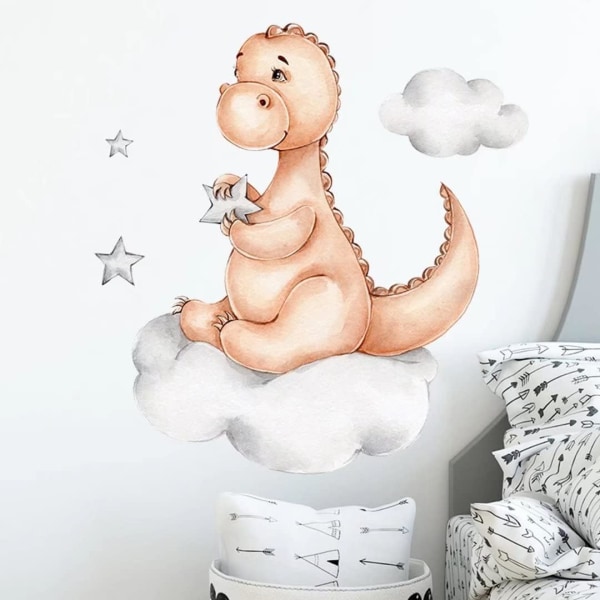 Dinosaur Väggdekaler Dekor DIY Cloud Sticker Väggkonst Vattentät tecknad dekal för vardagsrumssäng