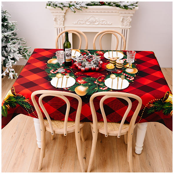 Nappe de Noël rectangulaire, style festif, impression 3D, imperméable, anti-taches, anti-huile, lavable