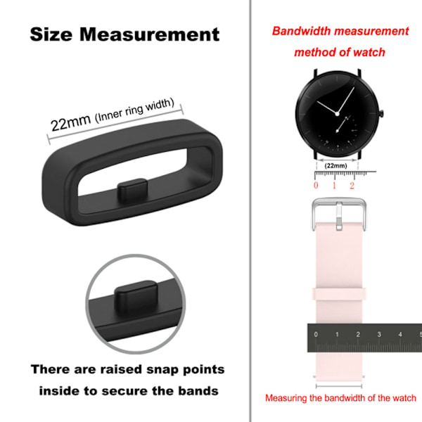 Blå ögla för 22 mm klockarmband 10-pack Svart