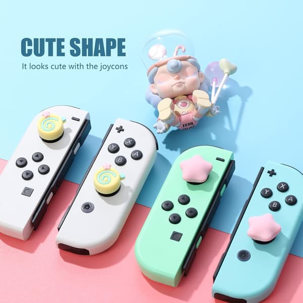 Switch Tumgrepp, Söta Tumgrepp för Nintendo Switch, Mjukt Silikon Joystickskydd Kompatibelt med Nintendo Switch/Switch OLED/Switch lite - (