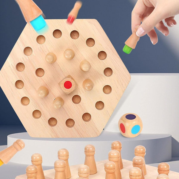 21x19 cm, træ hukommelsesspil skaklegetøj hukommelsesspil match stick Montessori legetøj hukommelsesspil skakspil hukommelsesspil Ga