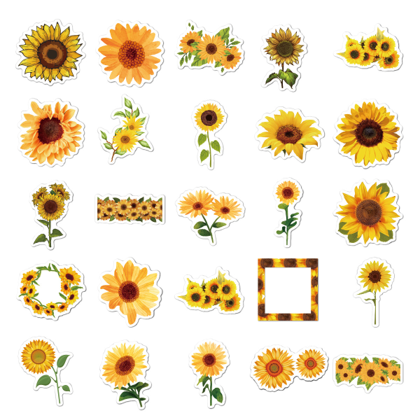 50 sun flower stickers