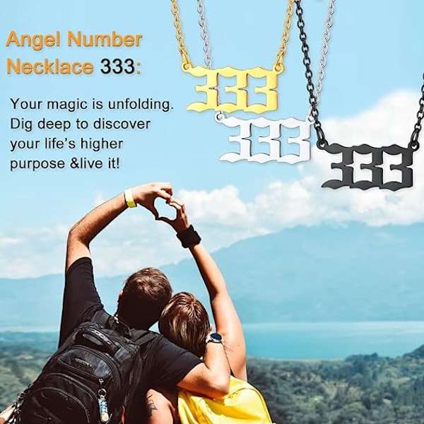 2 Angel Number Choker Halskæde til Kvinder Mænd, 000-999 Lucky Numbe