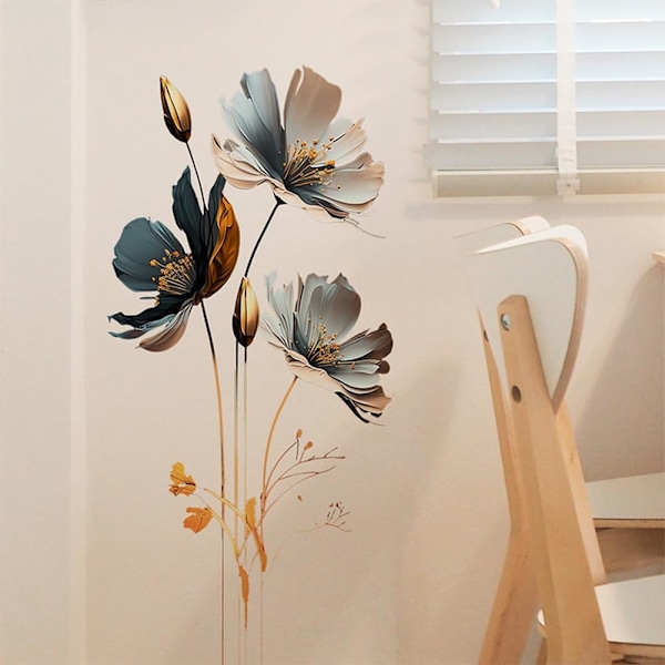 1 ST Vägdekor Vårblommor Fjäril Väggdekaler Skala och Fäst Blomsterväggdekaler för Sovrum Vardagsrum