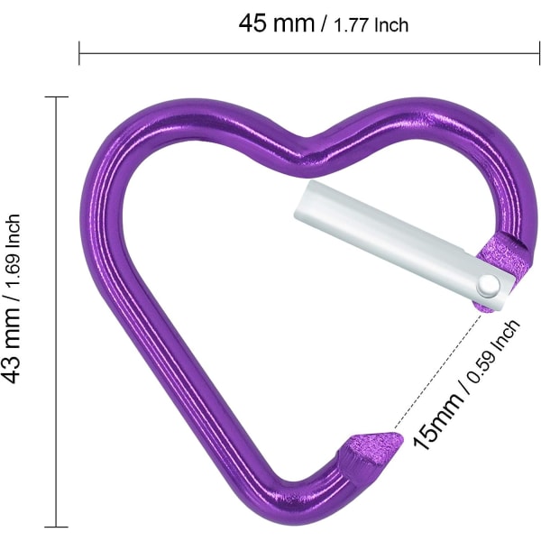 12 delar hjärtformad nyckelring Mini liten karbinhake - 5cm Slitstark