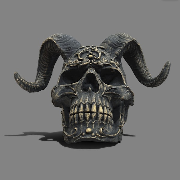 Djævelens Hoved Skull med Horn Djævel Figur