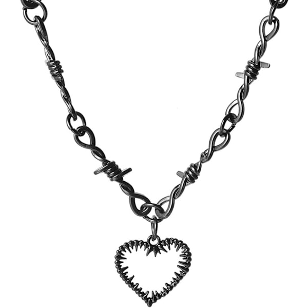 Gotisk Torn Hjerte Halskæde Sort Hvid Torn Choker Halskæde Vintage Mørkt Hjerte Halskæde Halloween Jul Valentinsdag