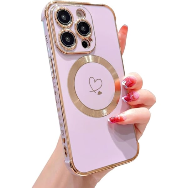 1 kpl iPhone 14 Pro Max -kotelo | Söpö Päällystetty Rakkaussydän Kuvio [Yhteensopiva MagSafen kanssa] Kameransuoja | Pehmeä TP