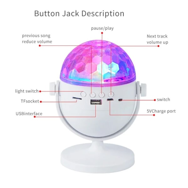 Bluetooth-tähtiprojektivalaisin - Romanttinen kuupöytälamppu USB-latauksella, värikäs tunnelma