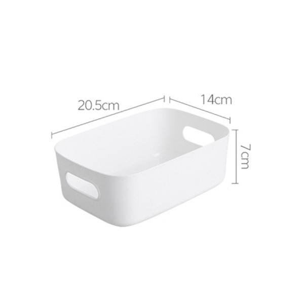 (20,5x 14 x 7 cm) - Hvid opbevaringsboks i plast - 5 stk., rumdeler, opbevaringskurv til hjem og kontor, velegnet til