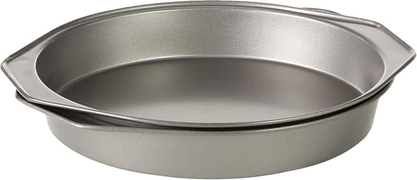 Set med 2 runda non-stick bakformar i kolstål 23,9 cm, grå