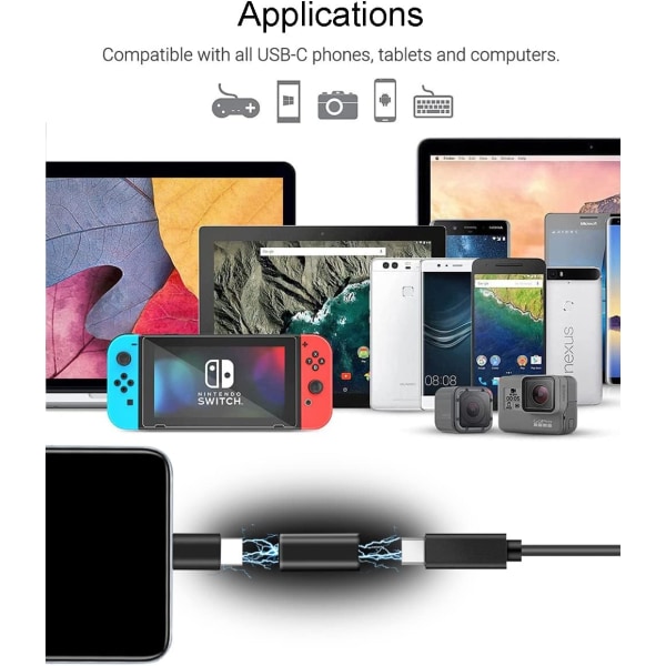 2 kpl USB C -liitintä, naaras-naaraskytkin, USB-C USB 3.1 -jatkoliitin tablettia varten, C