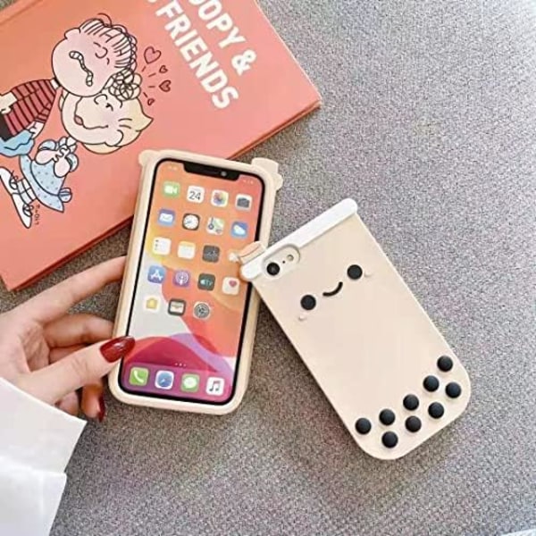 Kawaii Telefoncovers til iPhone 13 Pro Max, Sød 3D Tegneserie Boba Mælkete Phone Cover Blød Silikon Sjove Boble Perle Case