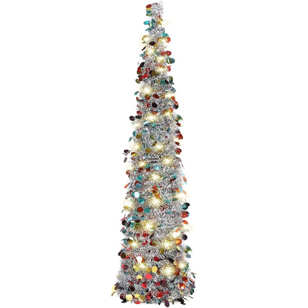 Pop Up Christmas Tinsel Tree avec des lumières - Decorations d'