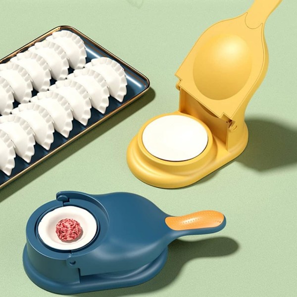 (Opgradering-Blå) 2 i 1 Dumpling Maker Maskine til Voksne og Børn, [NY] Dumpling Skin Maker Dumpling Former, Hjemme Manuel Dumpling