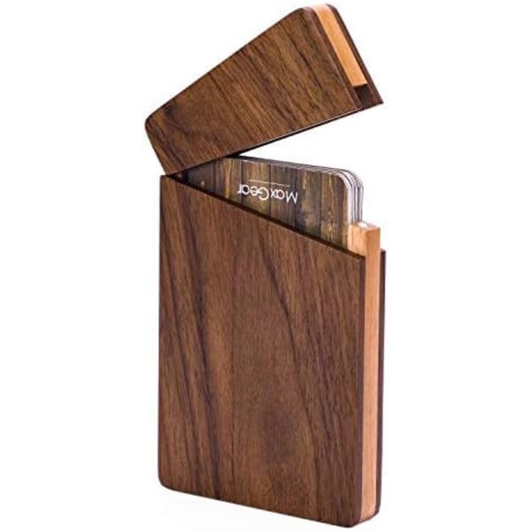 Business Card Holder Wood Business Card Holders, Business Card Case Name Card Holder for Men Pocket Card Holder with Mag