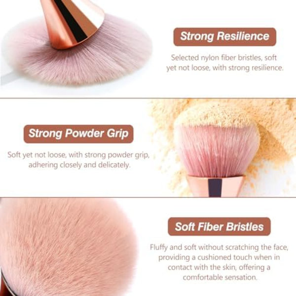 Super Stor Mineralpudderbørste Sæt - Grade Farve, 2 stk Bronzer Kabuki Makeupbørste & Blød Fluffy Foundationbørste
