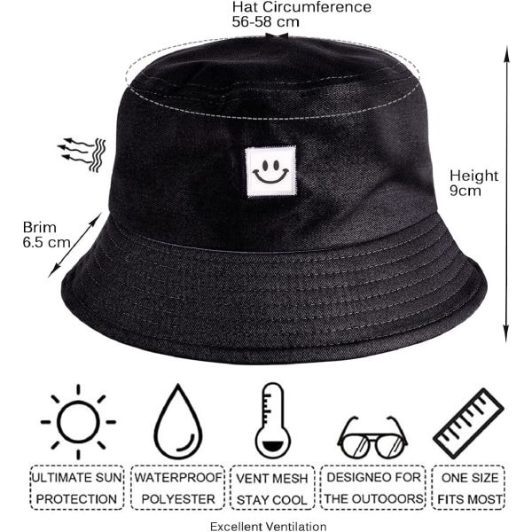 Fiskehatt Bucket Hat Unisex Fällbar Bomull Anti-UV Andningsbar