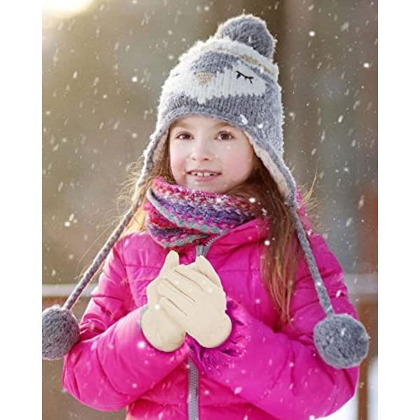 2 Par Barn Fleece-Vantar Polar Hel-Finger Vinter Varma Vantar Kallt Väder Vantar för Pojke Flicka