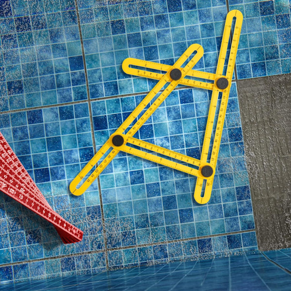 (2 stycken - Gul) 2X Vinkelmall - Multi-vinkel - 8-sidig multifunktionell linjal - Vinkelmätning