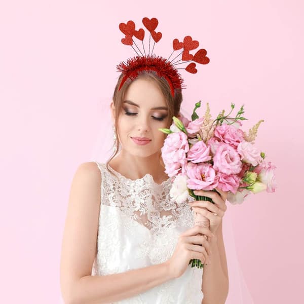 1 Pakk Valentinsdag Hjerte Hodebånd Sekkener Glitrende Hjerte Hårbånd Røde Hjerter Formet Hodebøyle Hodebånd Valentin