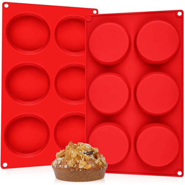 2 Pak Muffin Top Pan, Silikon Ægforme til Morgenmadssandwich 3 Tommer Runde Æg Bageform til Ovn Engelske Muffins