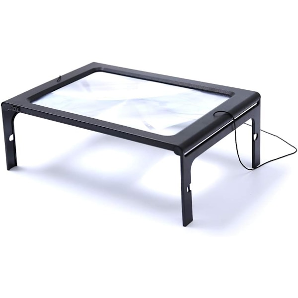 Glass Large Full-Page Rectangular 3X Magnifier LED Lighted I