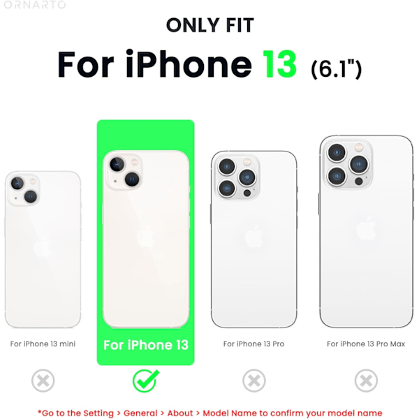 14,6×7×0,6 cm iPhone 13 (6,1 tuuman) -yhteensopiva kuori, Ohut nestesilikooni 3-kerroksinen täysin peittävä pehmeä geelikuori 6