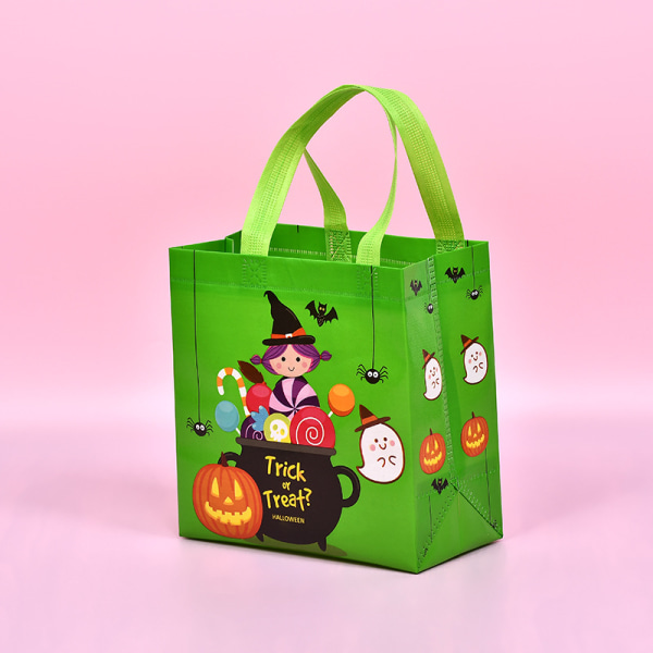 8 pakker Trick or Treat Goody Bags Halloween Non-woven Bags Gresskar Bags Candy Bags med håndtak for