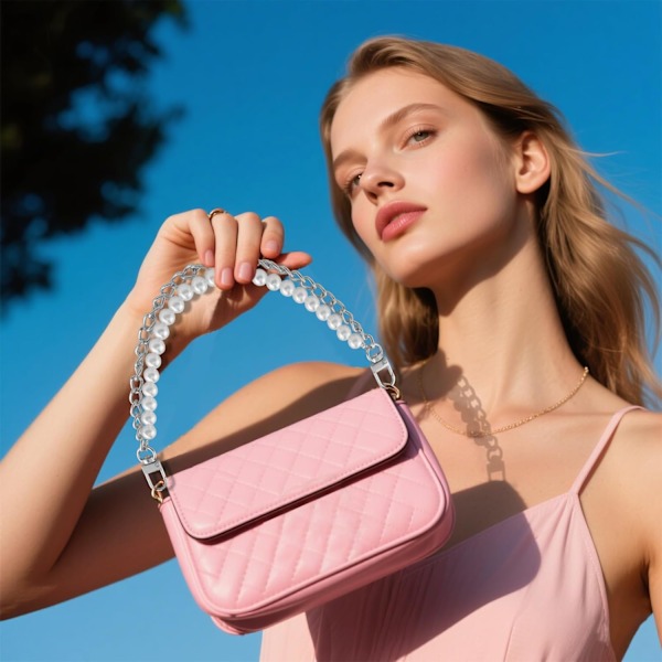 (31 cm Sølv) Taske Forlængerkæde, 2 stk. Taske Forlængerkæde, Perle Taske Charms til Håndtasker, Metal Taske Rem Forlænger Erstatning til Håndtasker Crossbody