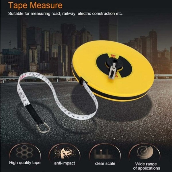 50m Tape Measure - Fiberglass Tape Measure Tape Reel Measure Tools（1pc）