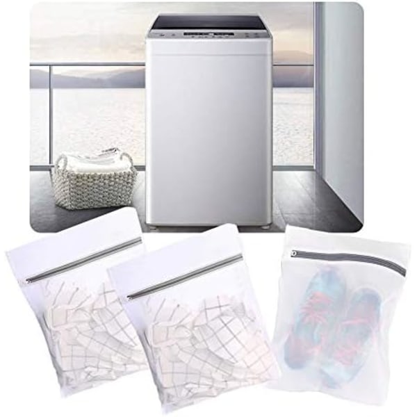 8-pack tvättnätpåsar, 16 x 12 tum blixtlås nätpåse för tvättmaskin, rese-tvättpåsar för strumpor, underkläder