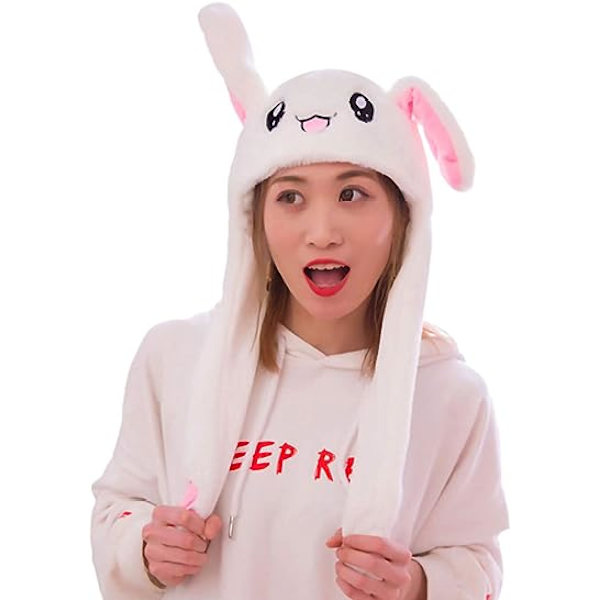 Liikkuva korva kani hattu hyppy hattu hauska kani plyysi hattu korkki naisille tytöille, cosplay joulujuhlat H