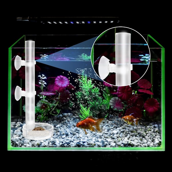 Klar Akryl Räkfoderrör Hållbar Räkfoder Fiskmatare med 2 Sugkoppar och Skål för Akvarium 20cm