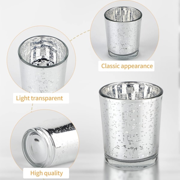 Telysglass, sett med 12, vevd glass telysholdere, telysholder, stearinlysglass for Te