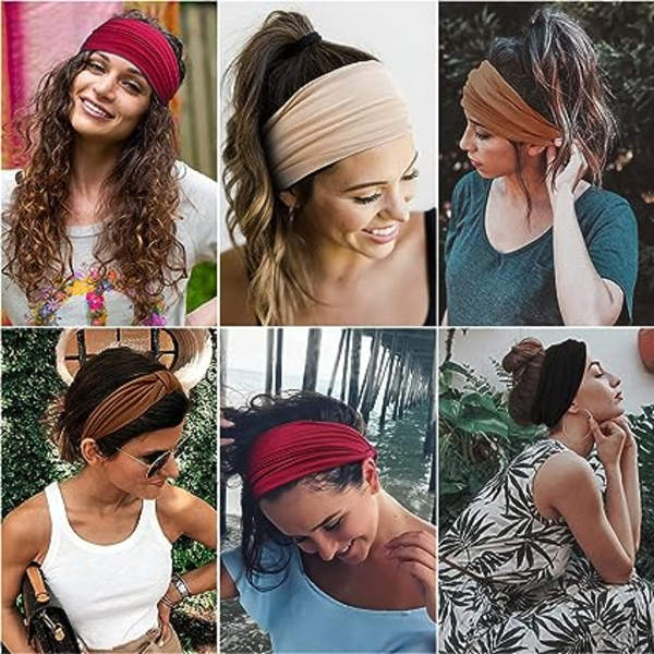 4 stk. Dame Hårbånd Bred Elastisk Myk Boho Hårbånd Leopa