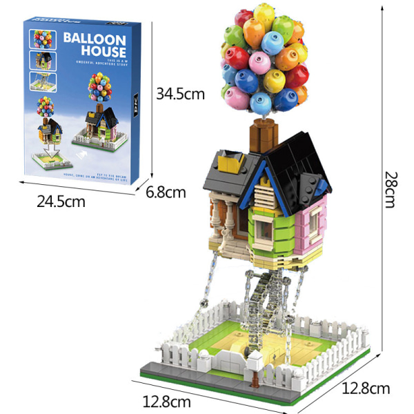 Up House med ballonger modellsett for voksne, hengende flygende H