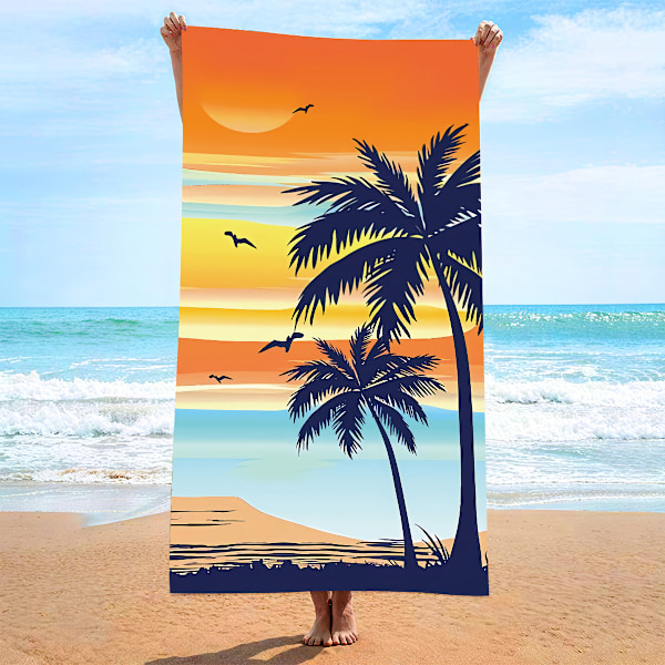 Orange Kokospalme Mønster Strandhåndklæde (70X140 cm), Oversized Hurtigtørrende Absorberende Sandfrit, Letvægtshåndklæder til Rejser Svømmebassin Picnic