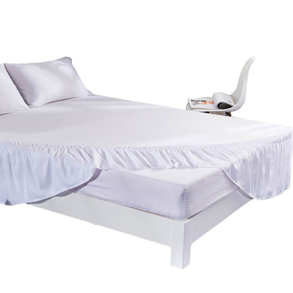Vit, QUEEN150X200+38cm, dammtät, amerikansk elastisk sängkjol, sängöverkast i prinsessstil