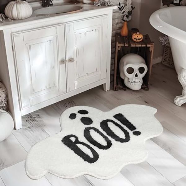 Halloween Badrumsmattor Spöklikt Spöke Badmatta Halksäker för Gotisk Badrumsinredning Goth Rolig Matta för Dusch Mikrofiber