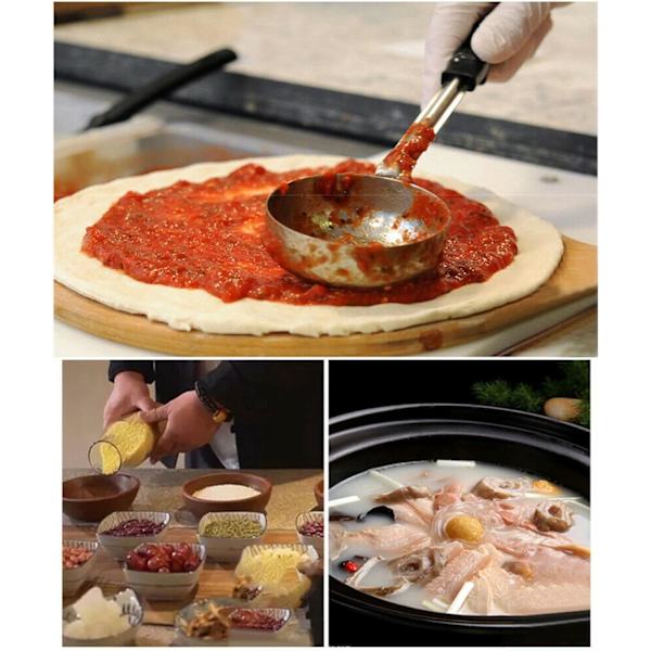 Pizzasauce ske med lang gummibelagt håndtag