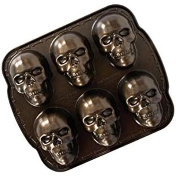 Halloween Bakeware, Haunted Skull Cakelet Pan, Bronze