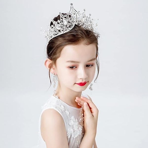 Prinsessekrone Rhinestone Krystal Gudinde Dronning Julekostume Cosplay Brud Bryllup Dans Silver