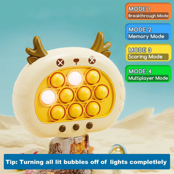 (Deer)Quick Push Bubbles Pop Fidget Toy It Game, Fast Push Light