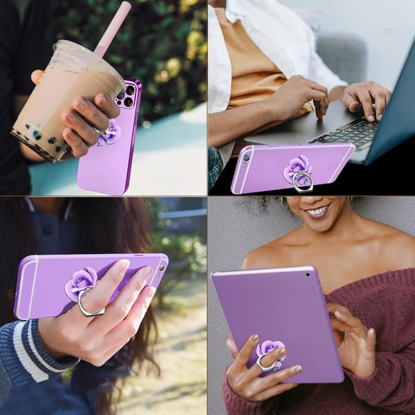 Blomst Mobiltelefon Ringholder til Kvinder Piger, Rose Telefon Greb Stand til Smartphone Tablet
