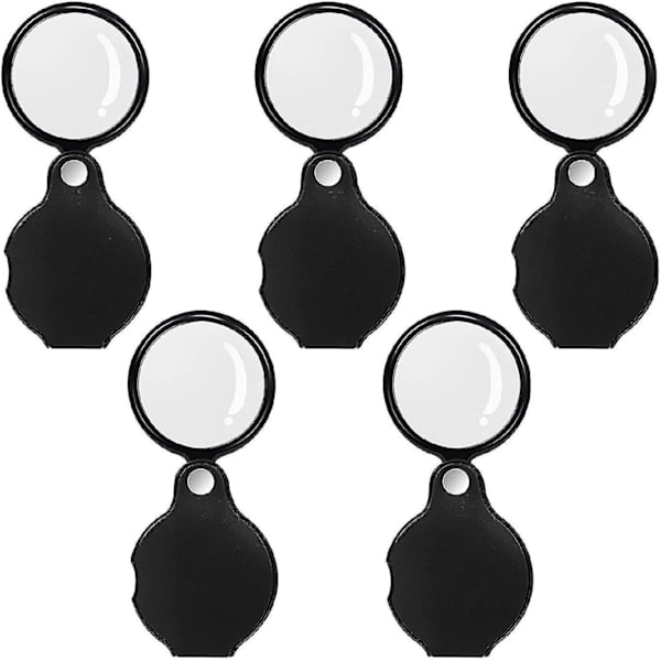 5 st 10x Mini Förstoringsglas Fällbar Fickförstoringsglas