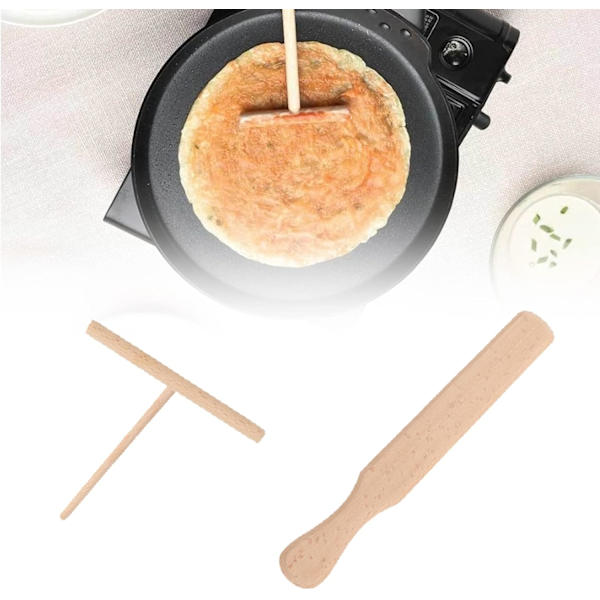 Crepe Spatel, Crepe Rake, 2 stk., Crepe Spreder, Træ Raclette Spatel, Træ Køkkenspatel