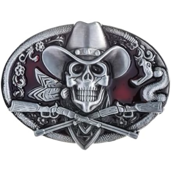 2 st Ghost Skeleton Skull Bältespänne för Män Amerikansk Native Western Cowboy Bältespänne