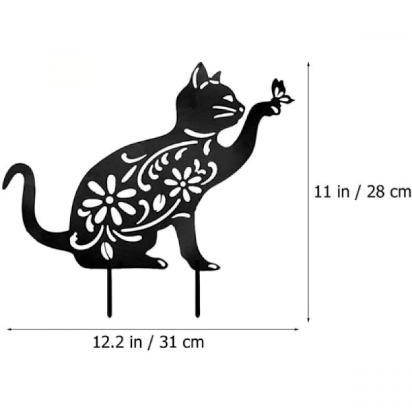 Metal Silhouette Katte Ornamenter, til Udendørs Gårdhave Dekoration Black